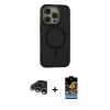 MARSİLYAN™- iPhone 15 Pro Max Kılıf Ahenk Form Serisi - Siyah Buffer Hayalet Cam Ekran Koruyucu + Raze Metal Kamera Lens - GS