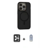 MARSİLYAN™- iPhone 15 Pro Max Kılıf Ahenk Form Serisi - Siyah Joko Magic 5D Cam + PVD Metal Kamera Lens - SH