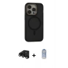MARSİLYAN™- iPhone 15 Pro Max Kılıf Ahenk Form Serisi - Siyah Joko Magic 5D Cam + Raze Metal Kamera Lens - SH