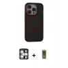 MARSİLYAN™- iPhone 15 Pro Max Kılıf Ahenk Form Serisi - Siyah Joko Magic 5D Hayalet Cam + PVD Metal Kamera Lens - GS