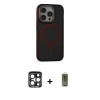 MARSİLYAN™- iPhone 15 Pro Max Kılıf Ahenk Form Serisi - Siyah Joko Magic 5D Hayalet Cam + PVD Metal Kamera Lens - LT