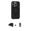 MARSİLYAN™- iPhone 15 Pro Max Kılıf Ahenk Form Serisi - Siyah Joko Magic 5D Hayalet Cam + Siyah Raze Metal Kamera Lens