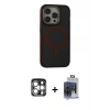 MARSİLYAN™- iPhone 15 Pro Max Kılıf Ahenk Form Serisi - Siyah Vanessa Magic Cam + PVD Metal Kamera Lens - GS