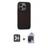 MARSİLYAN™- iPhone 15 Pro Max Kılıf Ahenk Form Serisi - Siyah Vanessa Magic Cam + PVD Metal Kamera Lens - GI