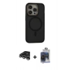 MARSİLYAN™- iPhone 15 Pro Max Kılıf Ahenk Form Serisi - Siyah Vanessa Magic Cam + Raze Metal Kamera Lens - GS