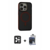 MARSİLYAN™- iPhone 15 Pro Max Kılıf Ahenk Form Serisi - Siyah Vanessa Magic Cam + PVD Metal Kamera Lens - SH