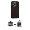 MARSİLYAN™- iPhone 15 Pro Max Kılıf Ahenk Form Serisi - Siyah Vanessa Magic Cam + PVD Metal Kamera Lens - TU