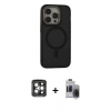 MARSİLYAN™- iPhone 15 Pro Max Kılıf Ahenk Form Serisi - Siyah Vanessa Magic Hayalet Cam + PVD Metal Kamera Lens - GI