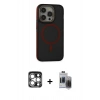 MARSİLYAN™- iPhone 15 Pro Max Kılıf Ahenk Form Serisi - Siyah Vanessa Magic Hayalet Cam + PVD Metal Kamera Lens - GS