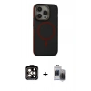 MARSİLYAN™- iPhone 15 Pro Max Kılıf Ahenk Form Serisi - Siyah Vanessa Magic Hayalet Cam + PVD Metal Kamera Lens - TU