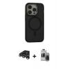 MARSİLYAN™- iPhone 15 Pro Max Kılıf Ahenk Form Serisi - Siyah Vanessa Magic Hayalet Cam + Raze Metal Kamera Lens - GS