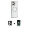 MARSİLYAN™- iPhone 15 Pro Max Kılıf Ahenk Işık Serisi - Şeffaf 360 Full Body Arka Koruyucu + PVD Metal Kamera Lens - LT