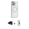 MARSİLYAN™- iPhone 15 Pro Max Kılıf Ahenk Işık Serisi - Şeffaf Pasifik Cam Ekran Koruyucu + Raze Metal Kamera Lens - LT