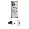 MARSİLYAN™- iPhone 15 Pro Max Kılıf Ahenk Işık Serisi - Şeffaf Pasifik Cam Ekran Koruyucu + Raze Metal Kamera Lens - GS