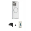 MARSİLYAN™- iPhone 15 Pro Max Kılıf Ahenk Işık Serisi - Şeffaf Pasifik Cam Ekran Koruyucu + Raze Metal Kamera Lens - GS