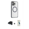 MARSİLYAN™- iPhone 15 Pro Max Kılıf Ahenk Işık Serisi - Şeffaf Pasifik Cam Ekran Koruyucu + Raze Metal Kamera Lens - LT