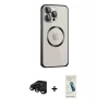 MARSİLYAN™- iPhone 15 Pro Max Kılıf Ahenk Işık Serisi - Şeffaf Pasifik Cam Ekran Koruyucu + Raze Metal Kamera Lens - SH