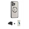 MARSİLYAN™- iPhone 15 Pro Max Kılıf Ahenk Işık Serisi - Şeffaf Pasifik Cam Ekran Koruyucu + Raze Metal Kamera Lens - TMGI