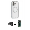 MARSİLYAN™- iPhone 15 Pro Max Kılıf Ahenk Işık Serisi - Siyah 360 Mat Full Body Arka Koruyucu + Gümüş Raze Metal Kamera Lens