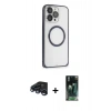 MARSİLYAN™- iPhone 15 Pro Max Kılıf Ahenk Işık Serisi - Siyah 360 Mat Full Body Arka Koruyucu + Raze Metal Kamera Lens - LT
