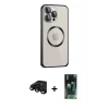 MARSİLYAN™- iPhone 15 Pro Max Kılıf Ahenk Işık Serisi - Siyah 360 Mat Full Body Arka Koruyucu + Raze Metal Kamera Lens - SH