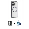 MARSİLYAN™- iPhone 15 Pro Max Kılıf Ahenk Işık Serisi - Siyah 3D Antistatik Seramik Nano Ekran Koruyucu + PVD Metal Kamera Lens - LT