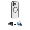 MARSİLYAN™- iPhone 15 Pro Max Kılıf Ahenk Işık Serisi - Siyah 3D Antistatik Seramik Nano Ekran Koruyucu + Raze Metal Kamera Lens - GS