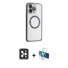 MARSİLYAN™- iPhone 15 Pro Max Kılıf Ahenk Işık Serisi - Siyah 3D Antistatik Seramik Nano Ekran Koruyucu + Siyah PVD Metal Kamera Lens