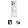 MARSİLYAN™- iPhone 15 Pro Max Kılıf Ahenk Işık Serisi - Siyah 3D Antistatik Seramik Nano Ekran Koruyucu + Siyah PVD Metal Kamera Lens