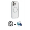 MARSİLYAN™- iPhone 15 Pro Max Kılıf Ahenk Işık Serisi - Siyah 3D Antistatik Seramik Nano Ekran Koruyucu + PVD Metal Kamera Lens - GS
