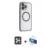 MARSİLYAN™- iPhone 15 Pro Max Kılıf Ahenk Işık Serisi - Siyah 3D Antistatik Seramik Nano Ekran Koruyucu + PVD Metal Kamera Lens - GI