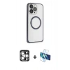 MARSİLYAN™- iPhone 15 Pro Max Kılıf Ahenk Işık Serisi - Siyah 3D Antistatik Seramik Nano Ekran Koruyucu + PVD Metal Kamera Lens - GS