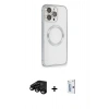 MARSİLYAN™- iPhone 15 Pro Max Kılıf Ahenk Işık Serisi - Siyah Bilvis 0.18mm Plus Cam Ekran Koruyucu + Raze Metal Kamera Lens - SH