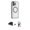MARSİLYAN™- iPhone 15 Pro Max Kılıf Ahenk Işık Serisi - Siyah Bilvis 3D Mat Cam Ekran Koruyucu + Raze Metal Kamera Lens - GS