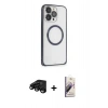 MARSİLYAN™- iPhone 15 Pro Max Kılıf Ahenk Işık Serisi - Siyah Bilvis 3D Mat Cam Ekran Koruyucu + Siyah Raze Metal Kamera Lens