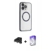 MARSİLYAN™- iPhone 15 Pro Max Kılıf Ahenk Işık Serisi - Siyah Bilvis 5in1 3D Magic Cam Ekran Koruyucu + Raze Metal Kamera Lens - GS
