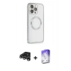 MARSİLYAN™- iPhone 15 Pro Max Kılıf Ahenk Işık Serisi - Siyah Bilvis 5in1 3D Magic Cam Ekran Koruyucu + Raze Metal Kamera Lens - GS
