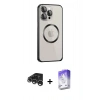 MARSİLYAN™- iPhone 15 Pro Max Kılıf Ahenk Işık Serisi - Siyah Bilvis 5in1 3D Magic Cam Ekran Koruyucu + Raze Metal Kamera Lens - GS