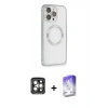 MARSİLYAN™- iPhone 15 Pro Max Kılıf Ahenk Işık Serisi - Siyah Bilvis 5in1 3D Magic Cam Ekran Koruyucu + PVD Metal Kamera Lens - GI