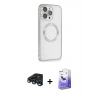 MARSİLYAN™- iPhone 15 Pro Max Kılıf Ahenk Işık Serisi - Siyah Bilvis 5in1 5D Magic Hayalet Cam Ekran Koruyucu + Raze Metal Kamera Lens - LT