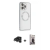 MARSİLYAN™- iPhone 15 Pro Max Kılıf Ahenk Işık Serisi - Siyah Bilvis Hayalet Cam Ekran Koruyucu + Raze Metal Kamera Lens - GS