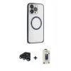 MARSİLYAN™- iPhone 15 Pro Max Kılıf Ahenk Işık Serisi - Siyah Bilvis Hayalet Cam Ekran Koruyucu + Raze Metal Kamera Lens - LT