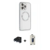 MARSİLYAN™- iPhone 15 Pro Max Kılıf Ahenk Işık Serisi - Siyah Bilvis Hayalet Cam Ekran Koruyucu + Raze Metal Kamera Lens - LT