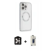 MARSİLYAN™- iPhone 15 Pro Max Kılıf Ahenk Işık Serisi - Siyah Bilvis Hayalet Cam Ekran Koruyucu + PVD Metal Kamera Lens - TU