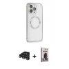 MARSİLYAN™- iPhone 15 Pro Max Kılıf Ahenk Işık Serisi - Siyah Bilvis Hayalet Cam Ekran Koruyucu + Raze Metal Kamera Lens - TMGI