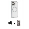 MARSİLYAN™- iPhone 15 Pro Max Kılıf Ahenk Işık Serisi - Siyah Bilvis Hayalet Cam Ekran Koruyucu + Raze Metal Kamera Lens - SH