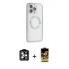 MARSİLYAN™- iPhone 15 Pro Max Kılıf Ahenk Işık Serisi - Siyah Buffer Cam Ekran Koruyucu + PVD Metal Kamera Lens - TU