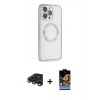 MARSİLYAN™- iPhone 15 Pro Max Kılıf Ahenk Işık Serisi - Siyah Buffer Hayalet Cam Ekran Koruyucu + Raze Metal Kamera Lens - LT