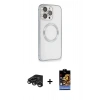 MARSİLYAN™- iPhone 15 Pro Max Kılıf Ahenk Işık Serisi - Siyah Buffer Hayalet Cam Ekran Koruyucu + Raze Metal Kamera Lens - TMGI