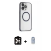 MARSİLYAN™- iPhone 15 Pro Max Kılıf Ahenk Işık Serisi - Siyah Joko Magic 5D Cam + PVD Metal Kamera Lens - TU